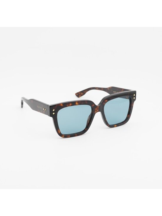 Gucci GG1084S 002 Sunglasses Shiny Dark Havana Square Frame, Light Blue Lenses main image 11